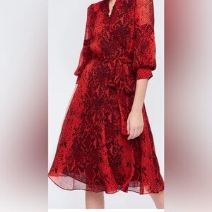 Diane von Furstenberg DVF Adele red snake print wrap dress - NWOT